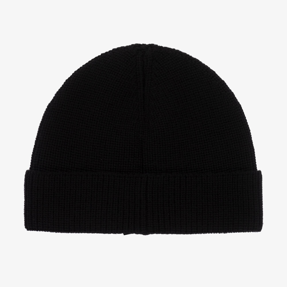 Versace Black Wool Knit Beanie Hat