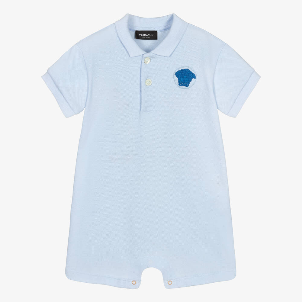 Versace-Blue Cotton Medusa Shortie | Childrensalon Outlet
