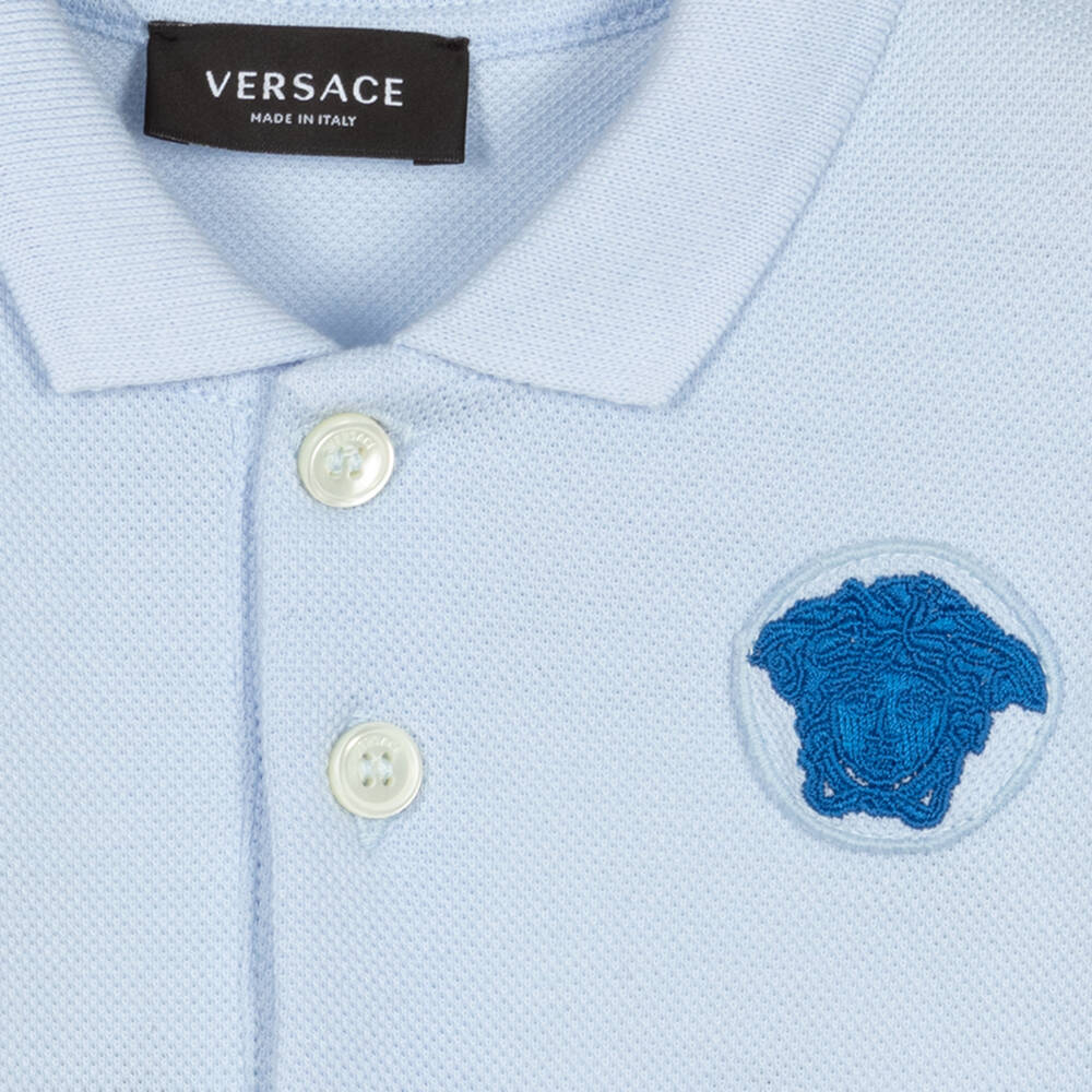 Versace-Blue Cotton Medusa Shortie | Childrensalon Outlet