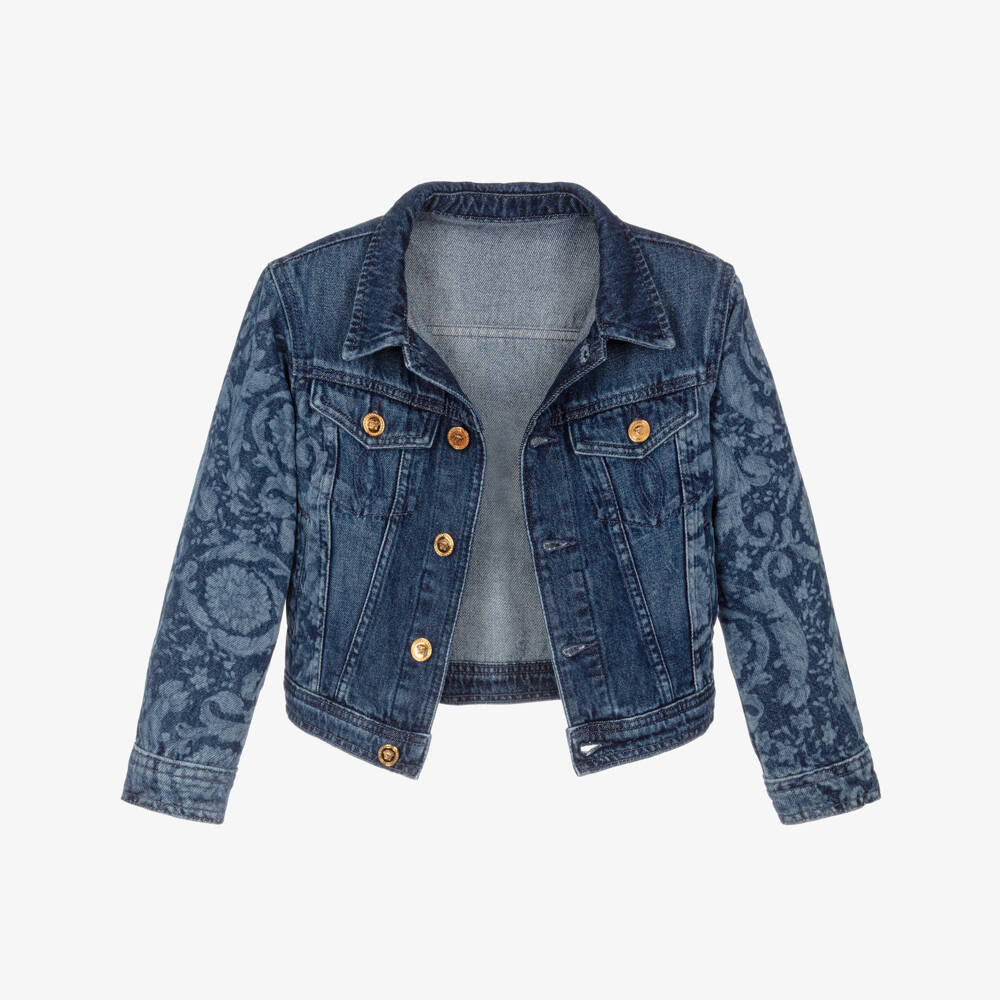Versace-Blue Denim Barocco Print Jacket | Childrensalon Outlet