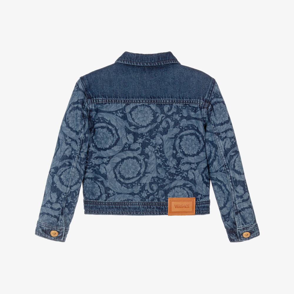 Versace-Blue Denim Barocco Print Jacket | Childrensalon Outlet