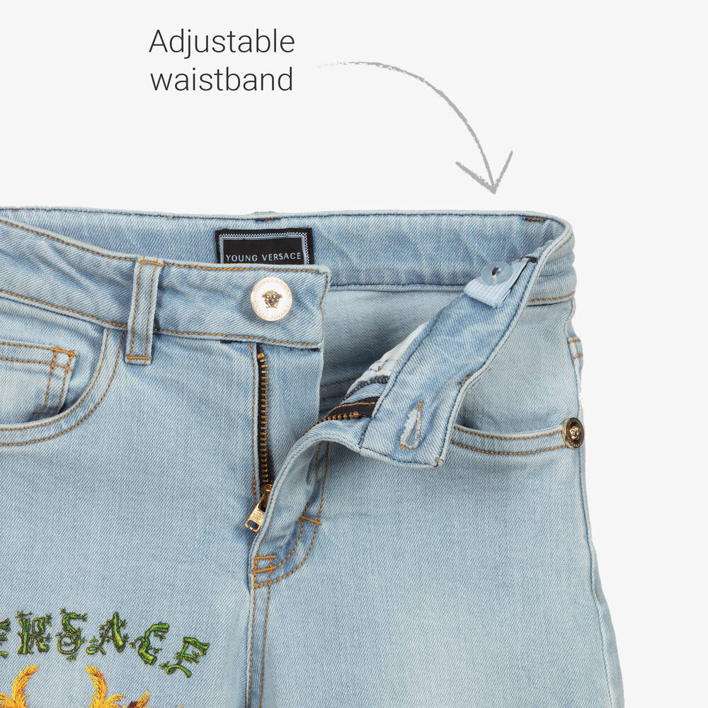Versace-Blue Denim Logo Jeans | Childrensalon Outlet