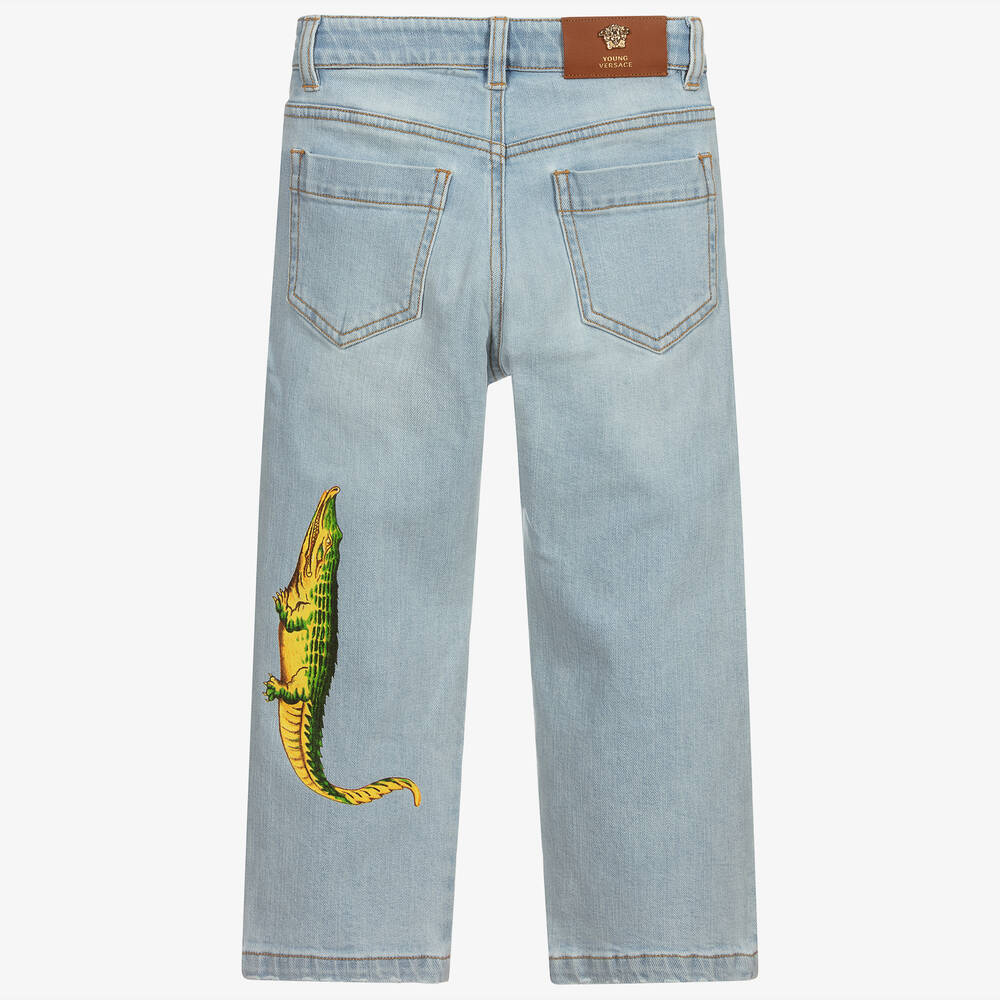 Versace-Blue Denim Logo Jeans | Childrensalon Outlet