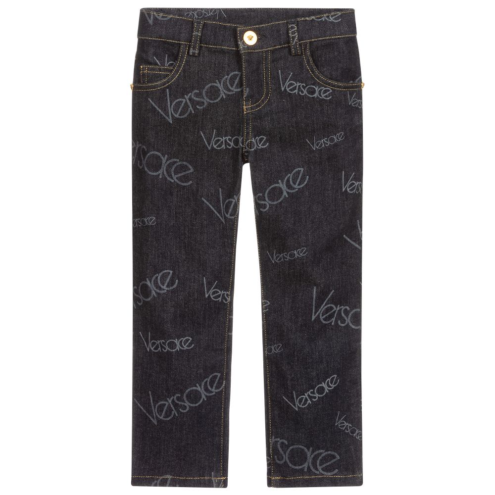 Versace - Blue Denim Logo Jeans | Childrensalon