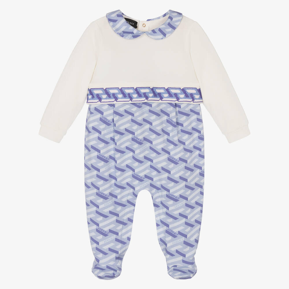 Versace - Strampler in Blau und Elfenbein | Childrensalon