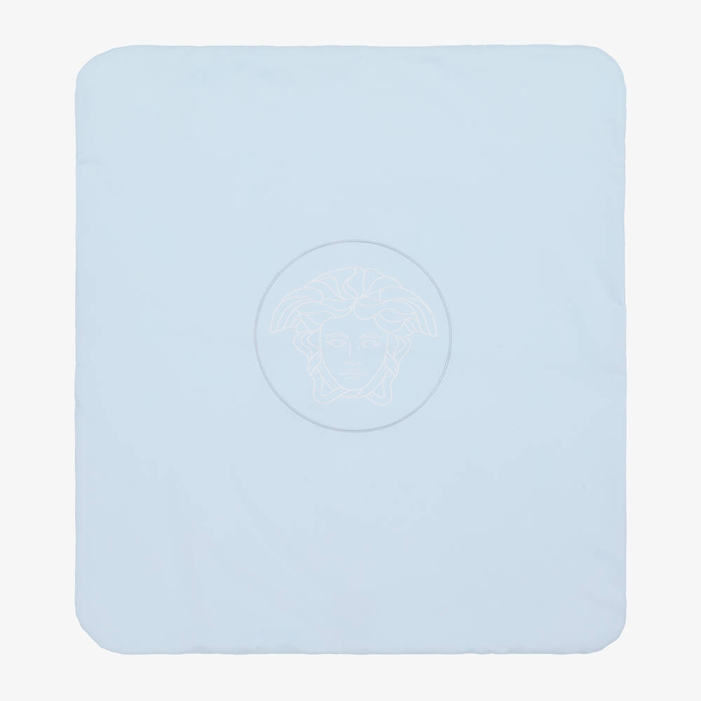 Versace-Blue Padded Cotton Medusa Blanket (75cm) | Childrensalon Outlet