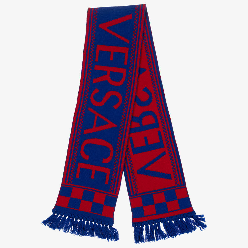 Versace-Blue & Red Wool Scarf | Childrensalon Outlet