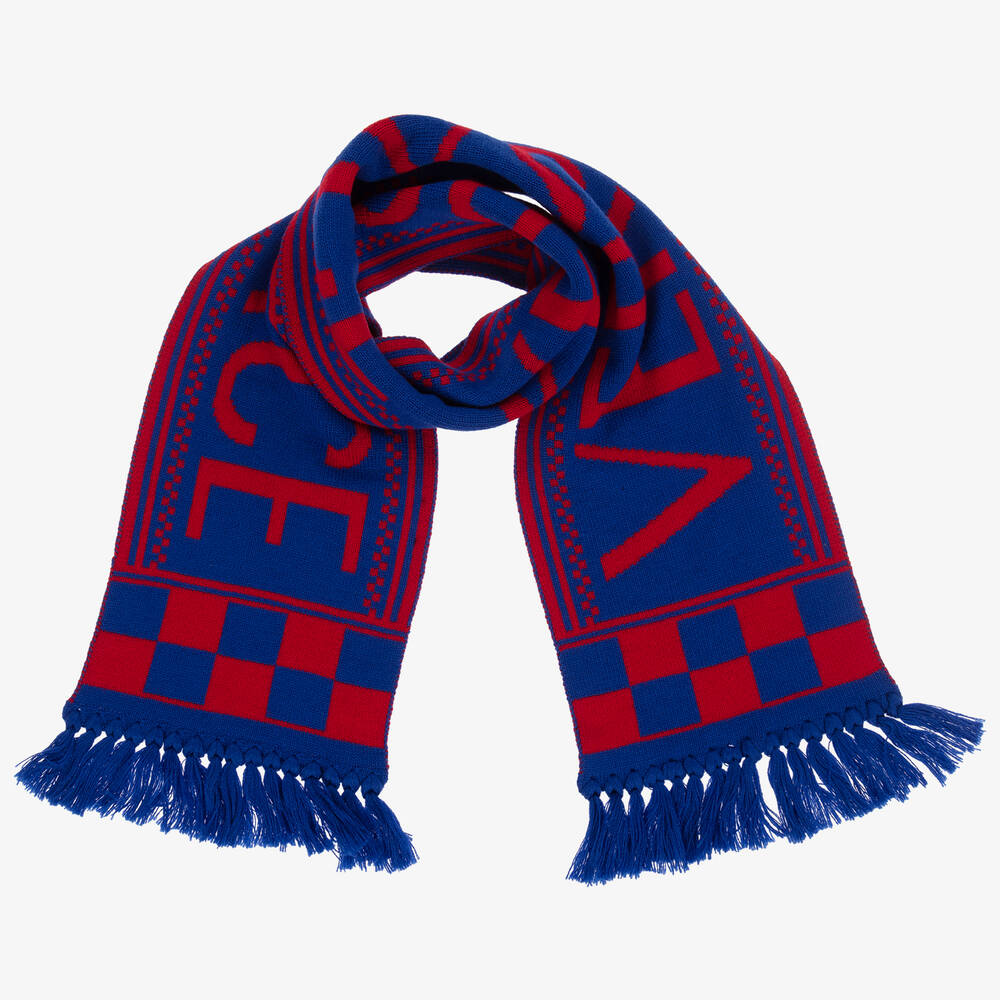 Versace-Blue & Red Wool Scarf | Childrensalon Outlet