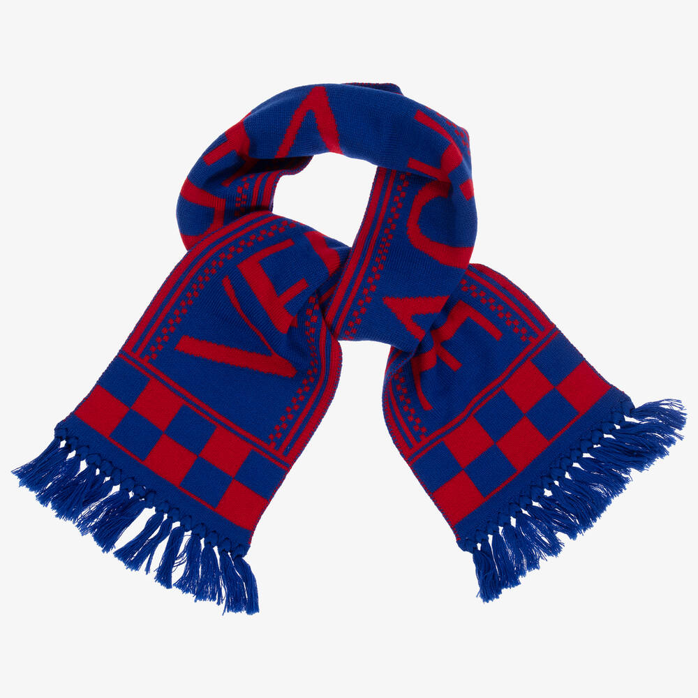 Versace-Blue & Red Wool Scarf | Childrensalon Outlet