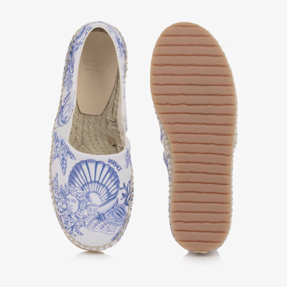 Versace-Blue & White Canvas Coral Theatre Espadrilles | Childrensalon Outlet