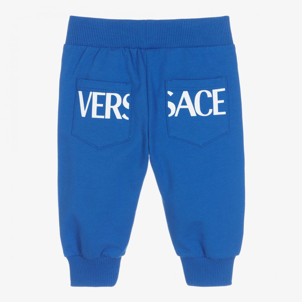 Versace-Blue & White Logo Joggers | Childrensalon Outlet