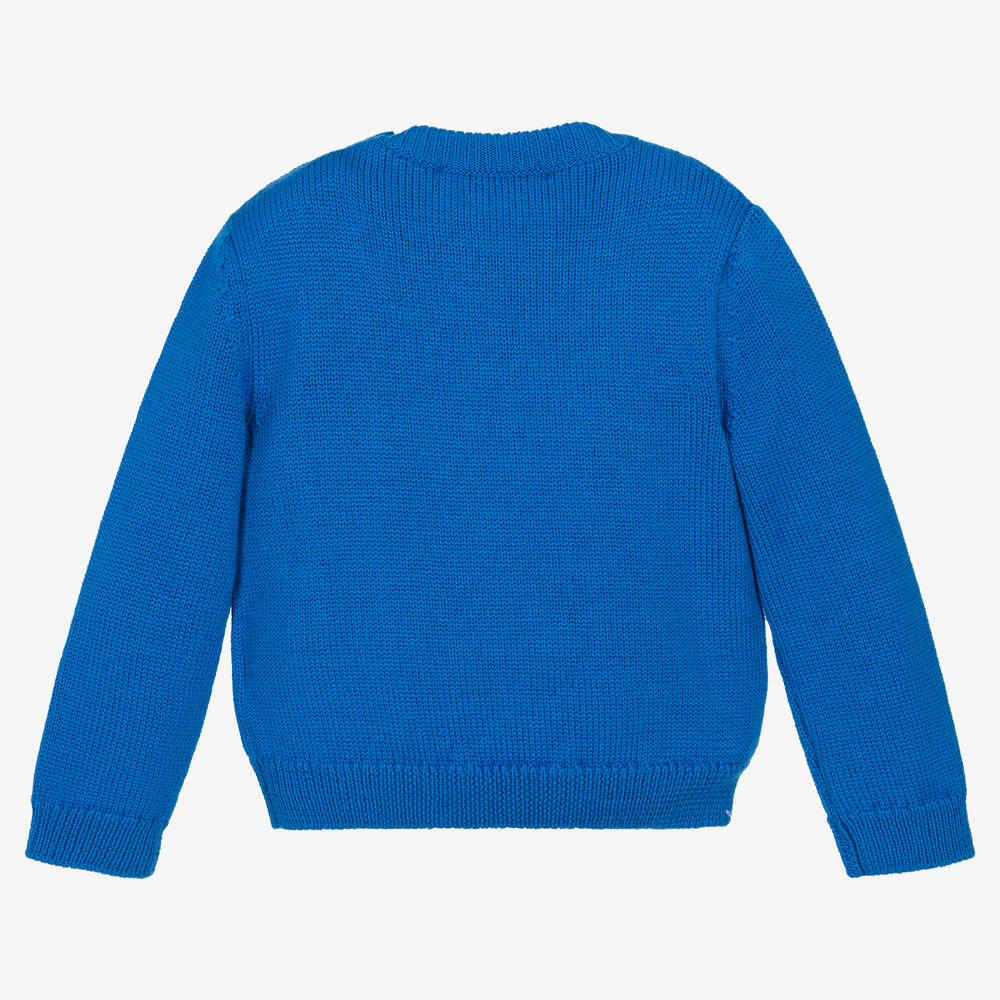 Versace Blue Wool Knit Medusa Sweater Childrensalon Outlet