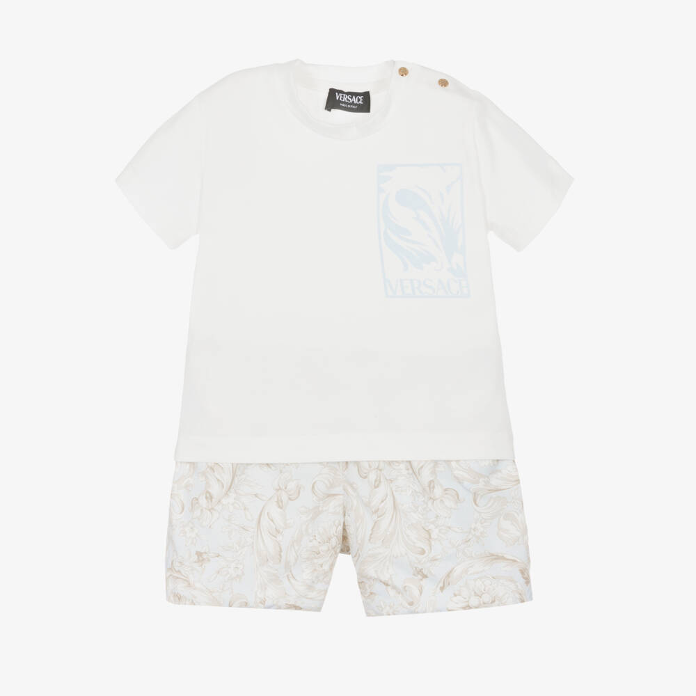 Versace-Boys Aqua Barocco Ensemble | Childrensalon Outlet