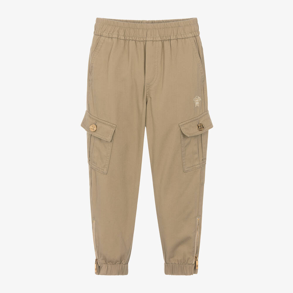Versace-Boys Beige Cotton Cargo Trousers | Childrensalon Outlet