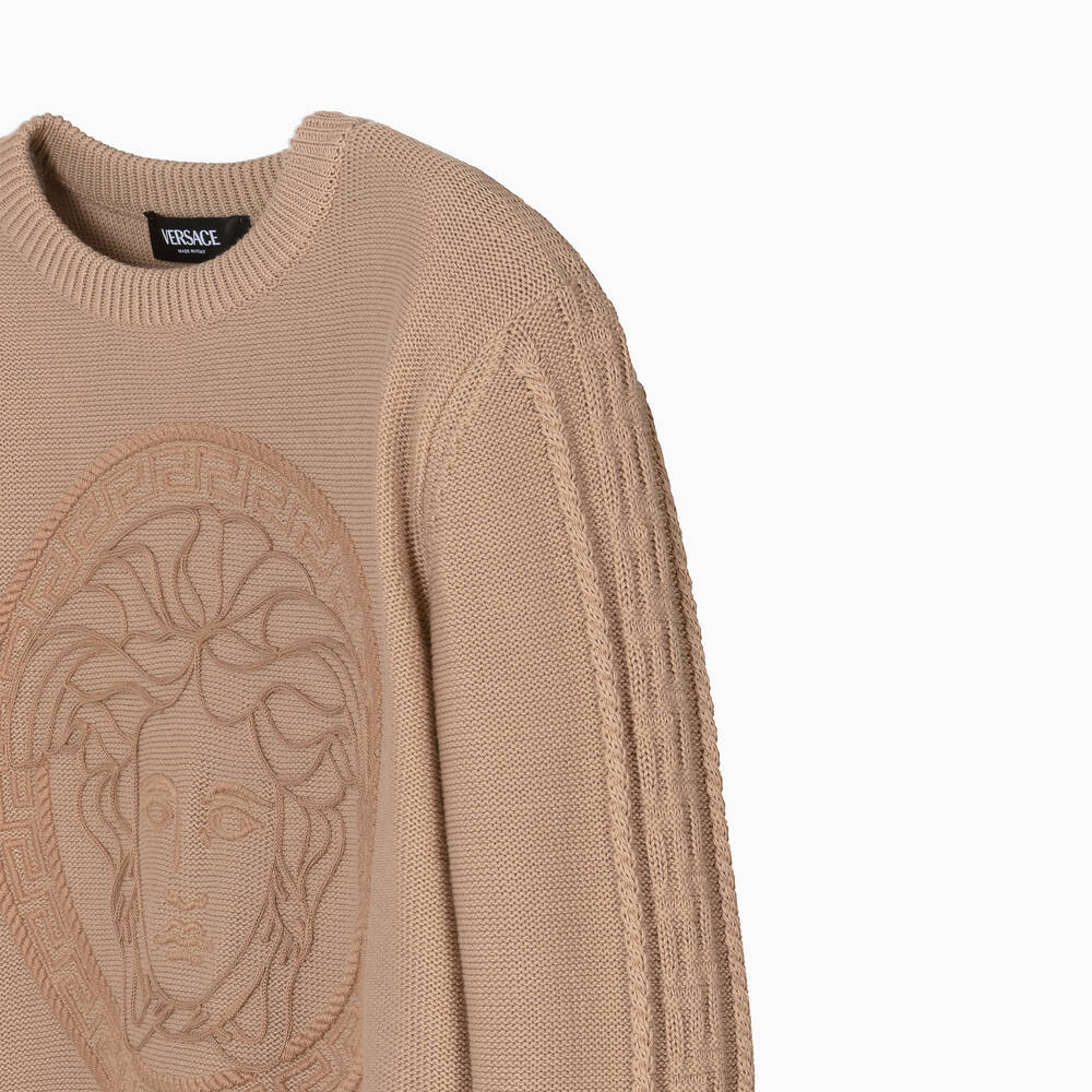 Versace-بلوفر قطن محبوك لون بيج للأولاد | Childrensalon Outlet