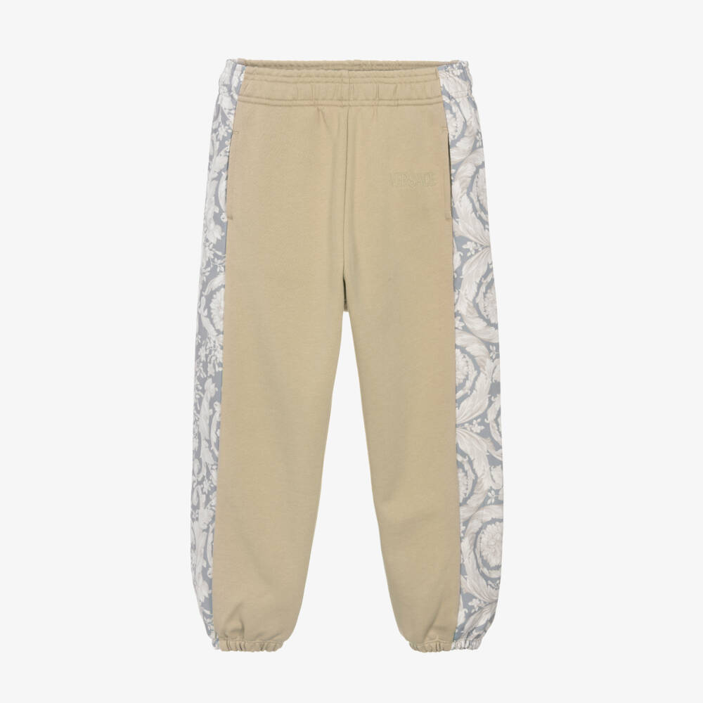 Versace-Boys Beige Cotton Patterned Joggers | Childrensalon Outlet