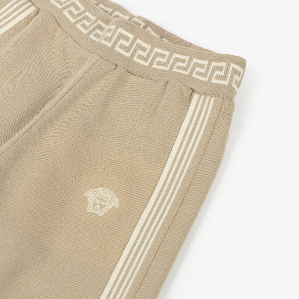 Versace-Boys Beige Trimmed Joggers | Childrensalon Outlet