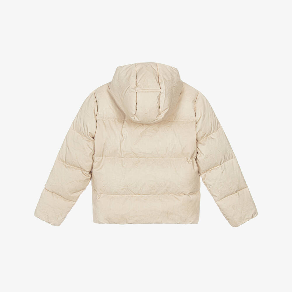 Versace-Boys Beige Whisper Barocco Puffer Jacket | Childrensalon Outlet