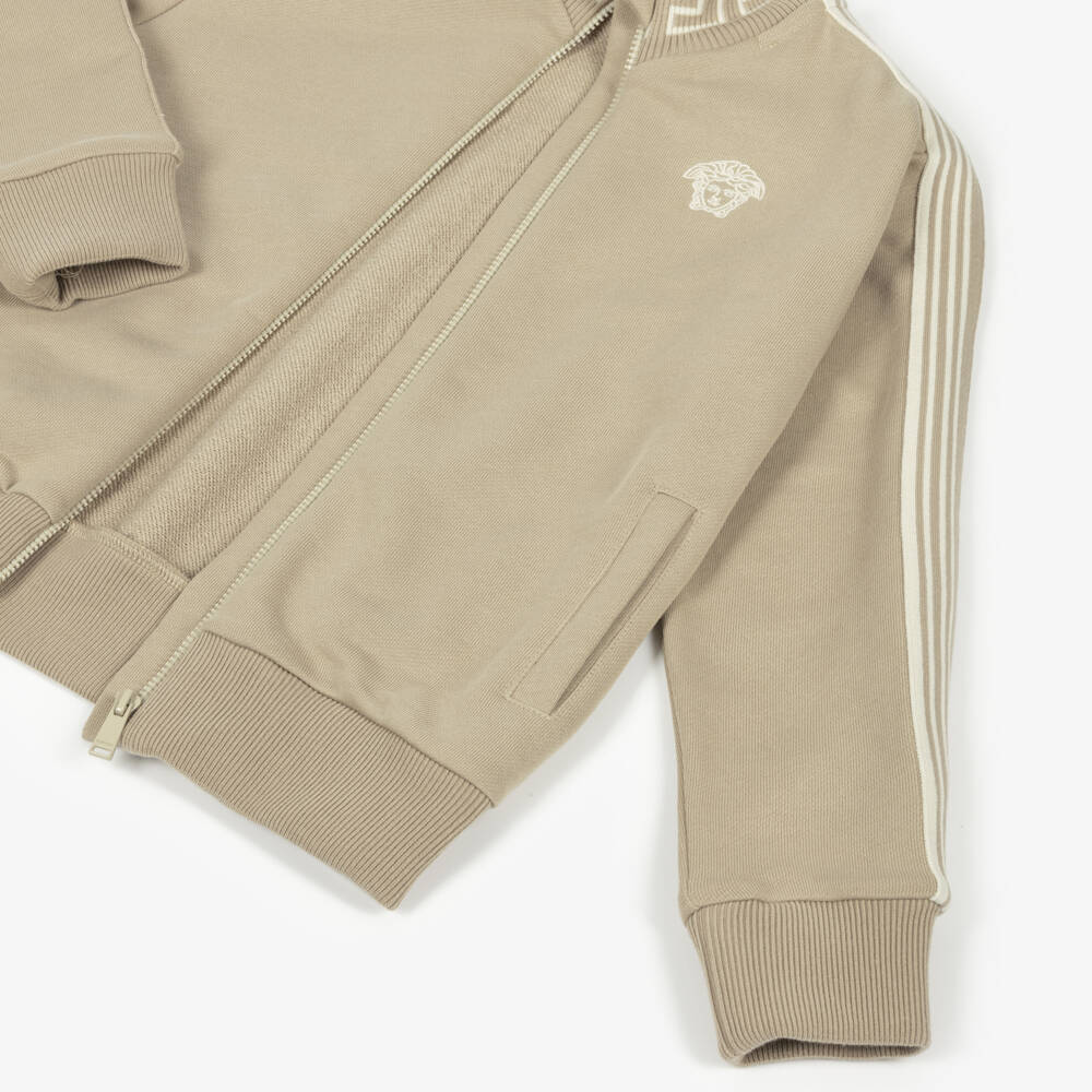 Versace-Бежевая куртка на молнии с вышивкой для мальчиков | Childrensalon Outlet