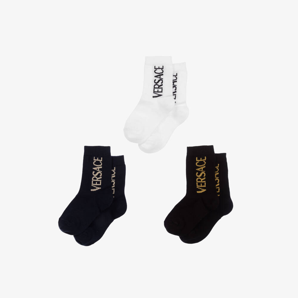 Versace-Boys Black and Blue Ankle Socks | Childrensalon Outlet