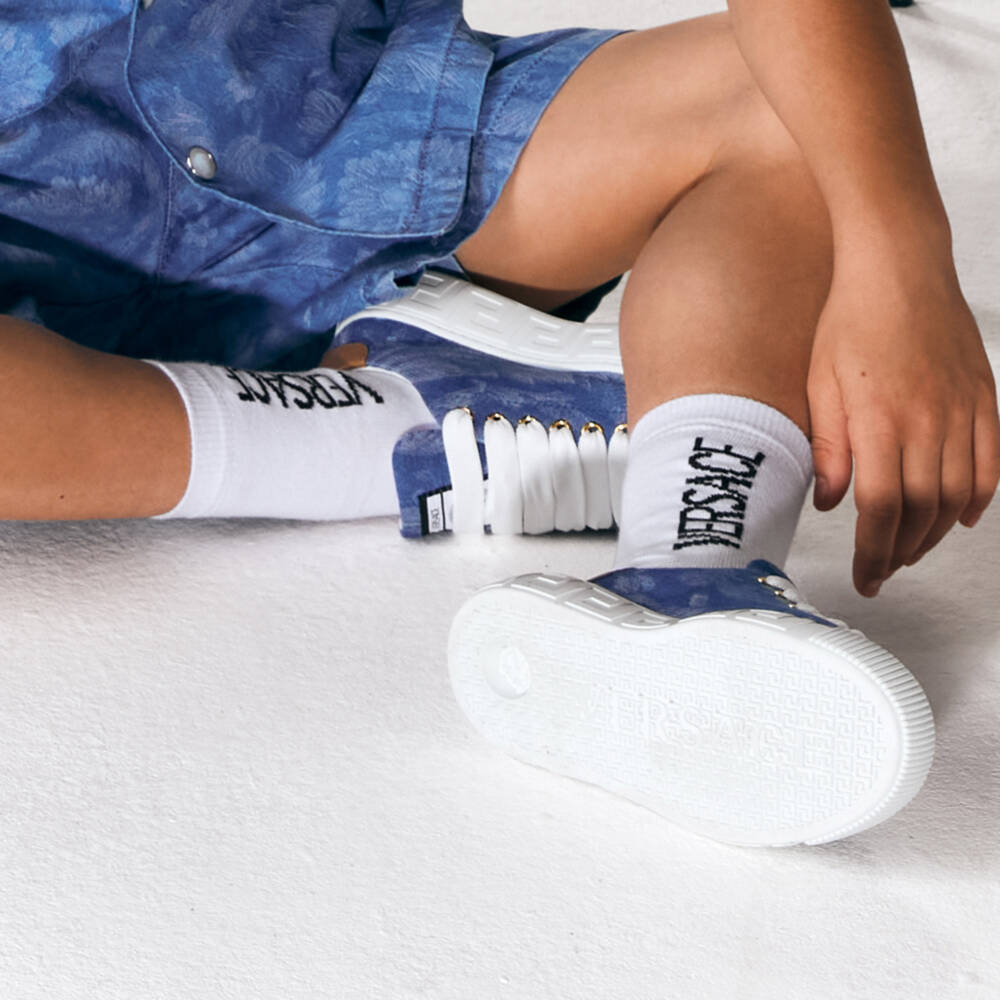Versace-Boys Black and Blue Ankle Socks | Childrensalon Outlet