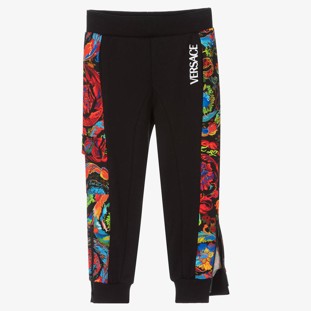 Versace-Черные джоггеры с принтом Barocco для мальчиков | Childrensalon Outlet