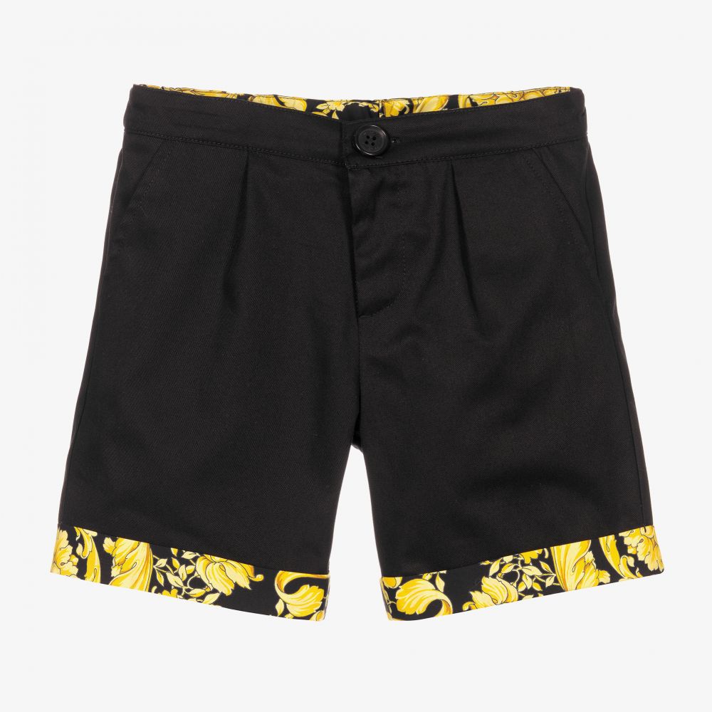 Versace-Черные шорты с принтом Barocco для мальчиков | Childrensalon Outlet