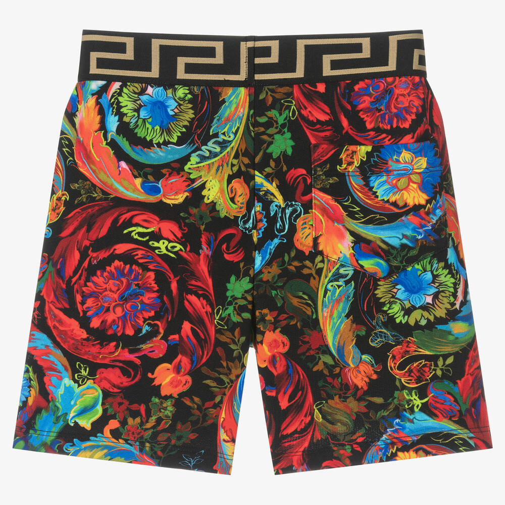 Versace-Boys Black Barocco Shorts | Childrensalon Outlet