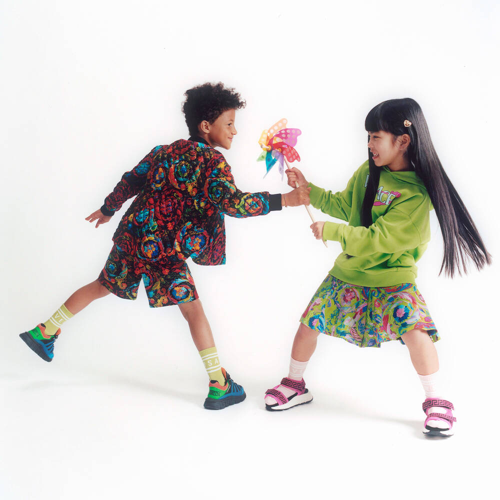 Versace-Boys Black Barocco Shorts | Childrensalon Outlet