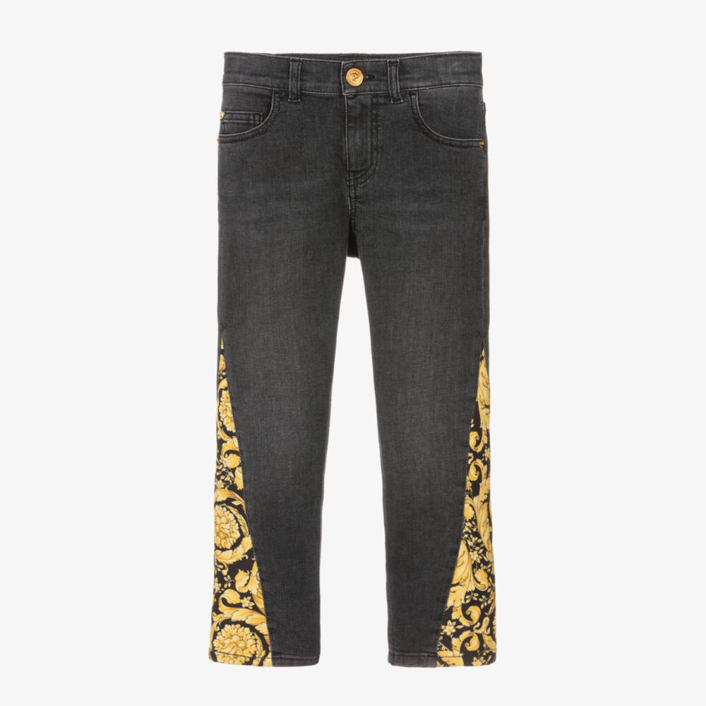 Versace-بنطلون جينز باروك أسود للأولاد | Childrensalon Outlet