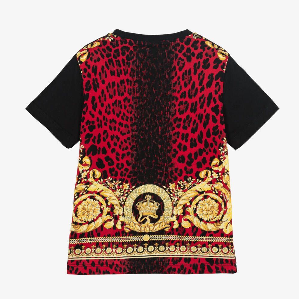 Versace-Boys Black Baroque Pattern Cotton Tee | Childrensalon Outlet