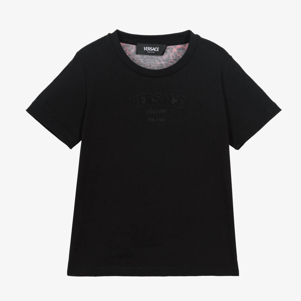 Versace-Boys Black Baroque Pattern Cotton Tee | Childrensalon Outlet