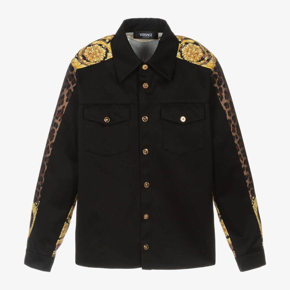 Versace-Boys Black Baroque Print Cotton Shirt | Childrensalon Outlet
