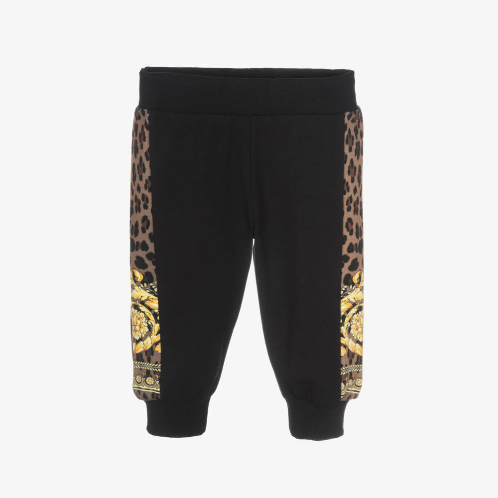 Versace-Черные хлопковые джоггеры Wild Barocco | Childrensalon Outlet