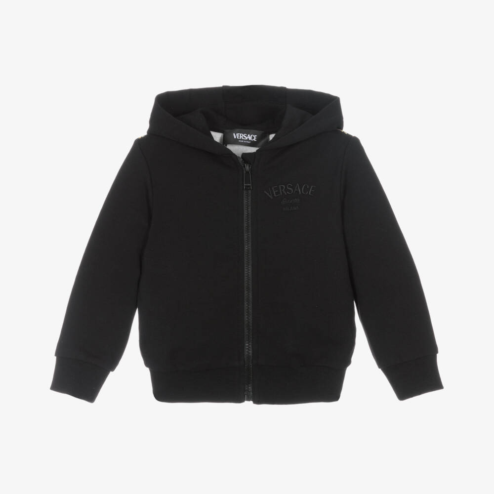 Versace-Boys Black Baroque Zip Hoodie | Childrensalon Outlet