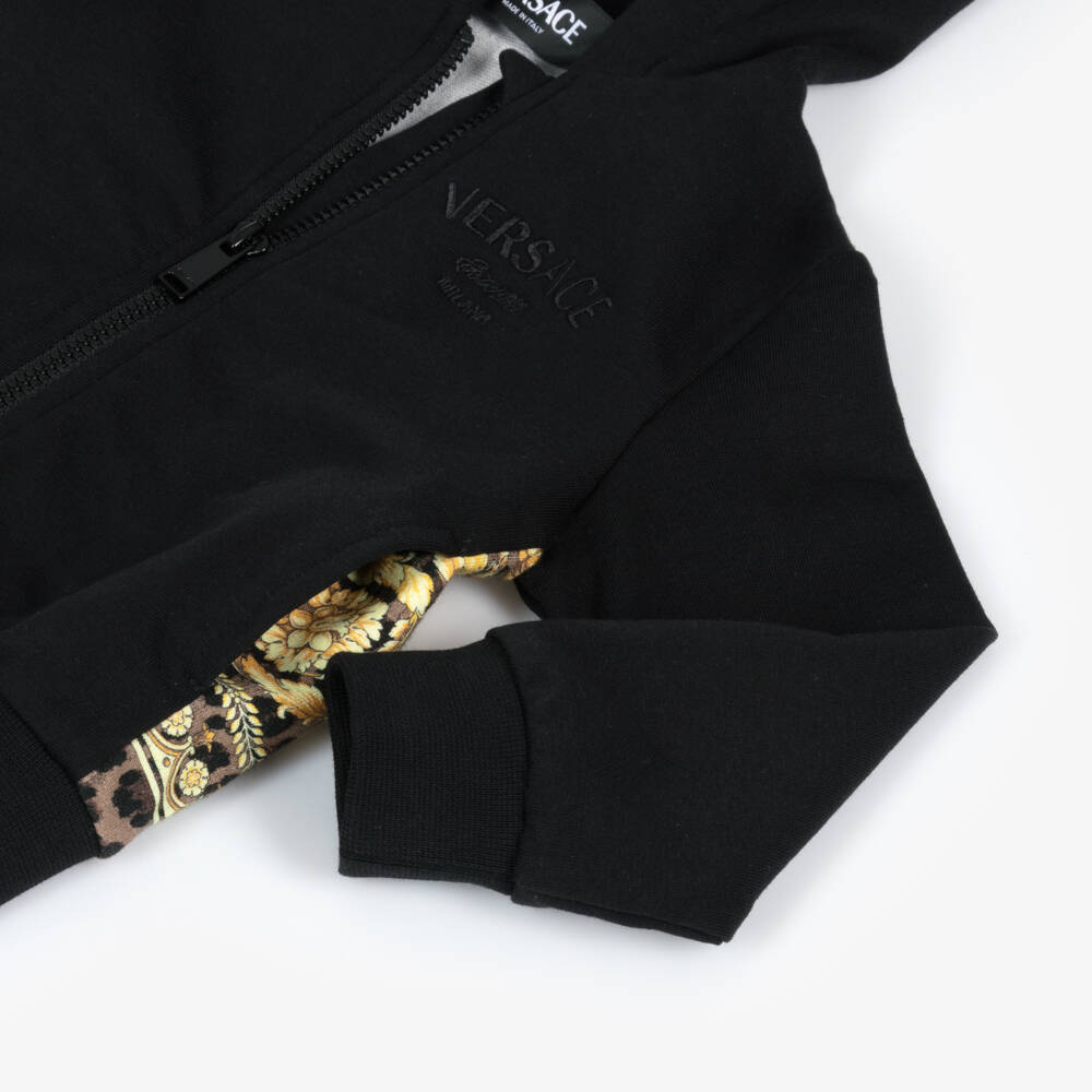 Versace-توب بسحاب وايلد باروكو قطن لون أسود | Childrensalon Outlet