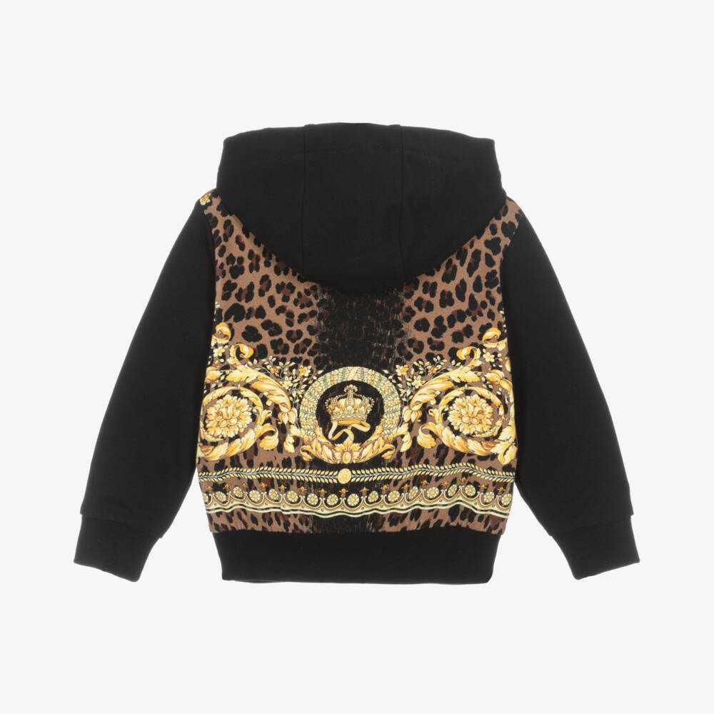 Versace-توب بسحاب وايلد باروكو قطن لون أسود | Childrensalon Outlet