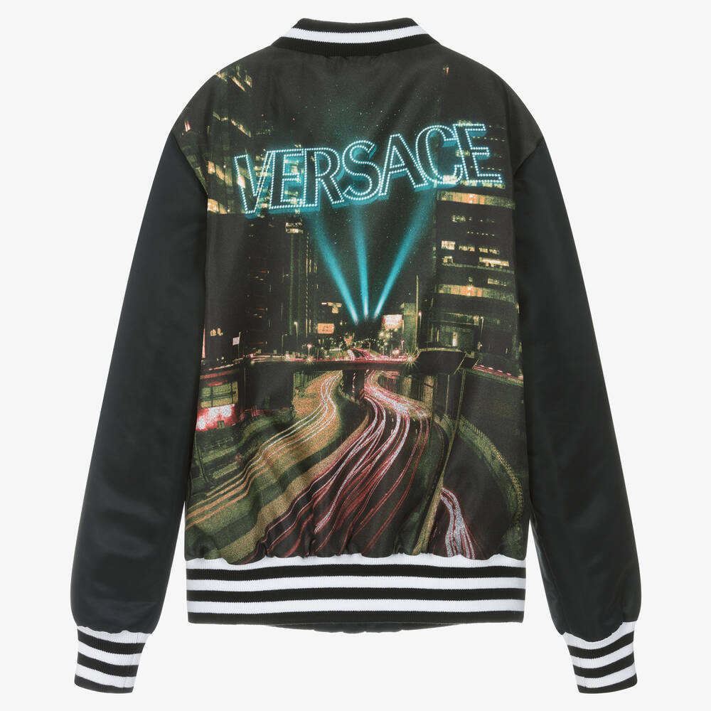 Versace Boys Black City Lights Bomber Jacket Childrensalon Outlet