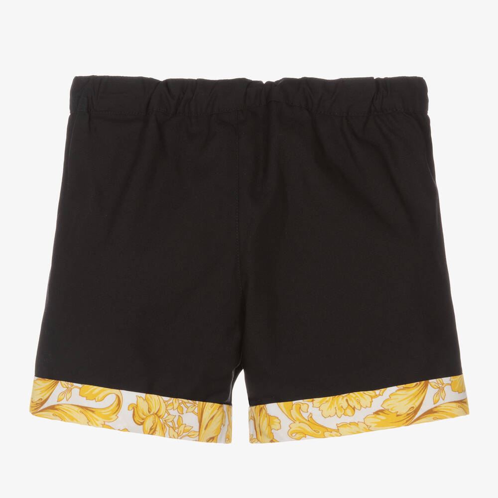 Versace-Boys Black Cotton Barocco Shorts | Childrensalon Outlet