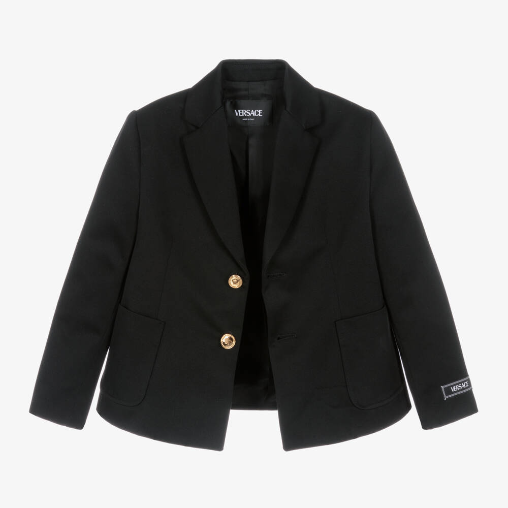 Versace-Boys Black Cotton Blazer Jacket | Childrensalon Outlet