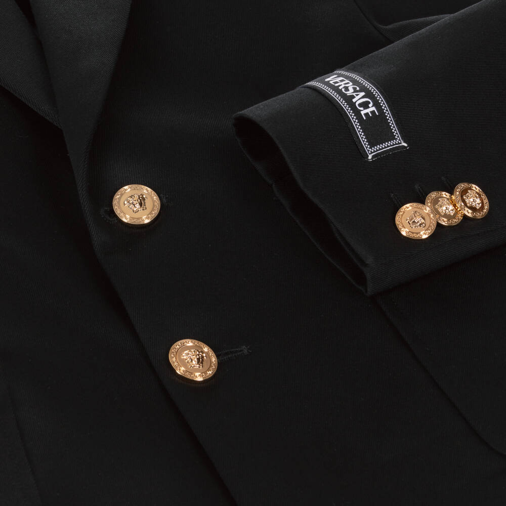 Versace-Boys Black Cotton Blazer Jacket | Childrensalon Outlet