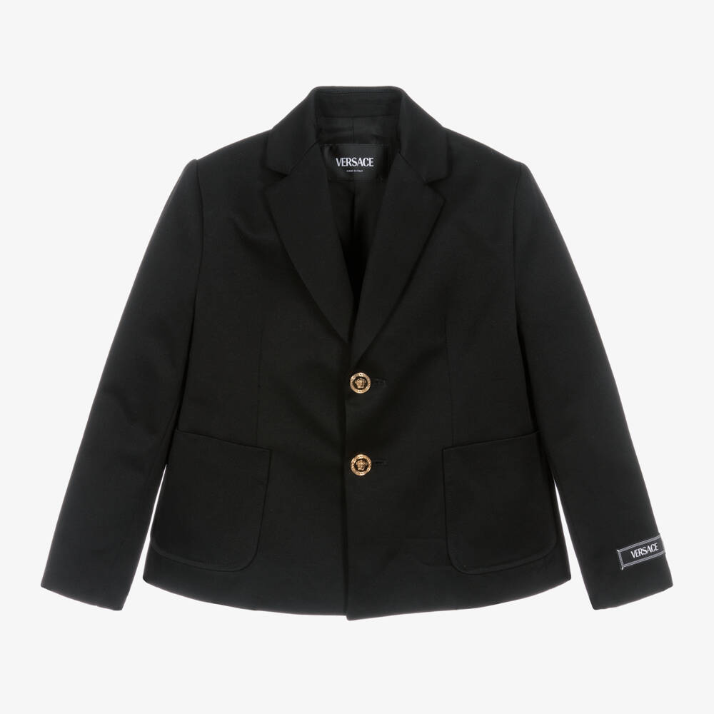 Versace-Boys Black Cotton Blazer Jacket | Childrensalon Outlet