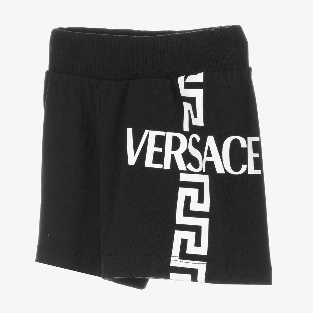 Versace - Boys Black Cotton Greca Shorts | Childrensalon Outlet Versace - Boys Black Cotton Greca Shorts | Childrensalon Outlet