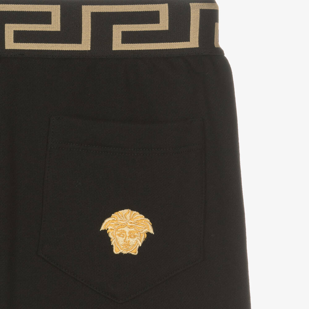 Versace-Черные хлопковые шорты Greca для мальчиков | Childrensalon Outlet