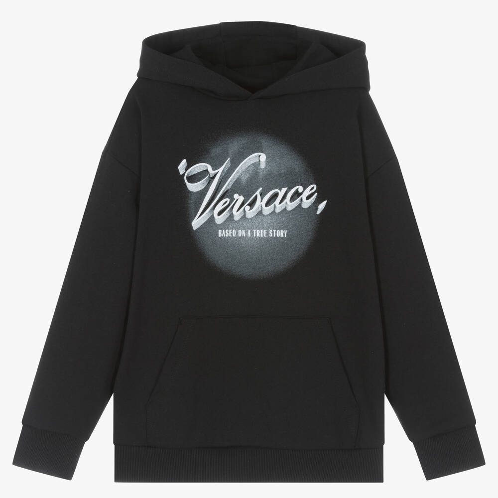 Versace - Schwarzer Kapuzenpullover mit Logo in Kinooptik für Jungen | Childrensalon