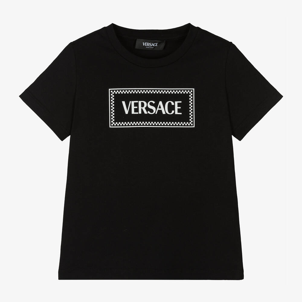 Versace-Boys Black Cotton T-Shirt | Childrensalon Outlet
