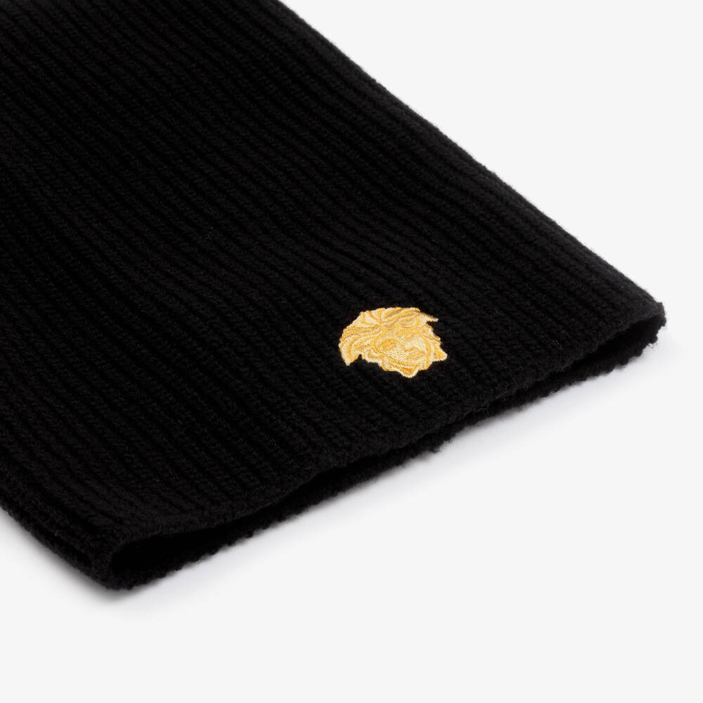 Versace-Boys Black Embroidered Wool Snood | Childrensalon Outlet