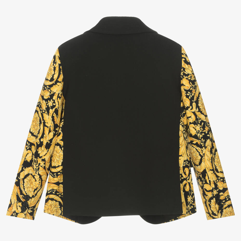 Versace-Черно-золотистый блейзер с принтом Barocco | Childrensalon Outlet