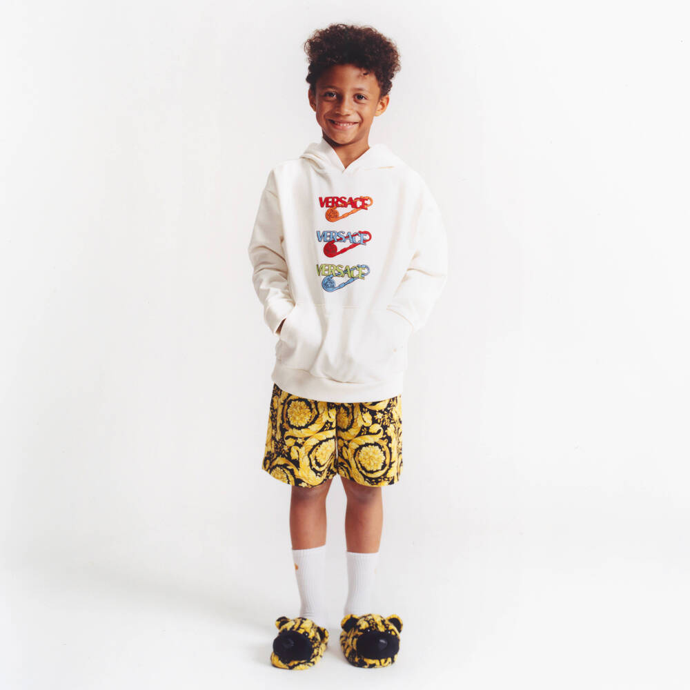 Versace-Boys Black & Gold Barocco Shorts | Childrensalon Outlet