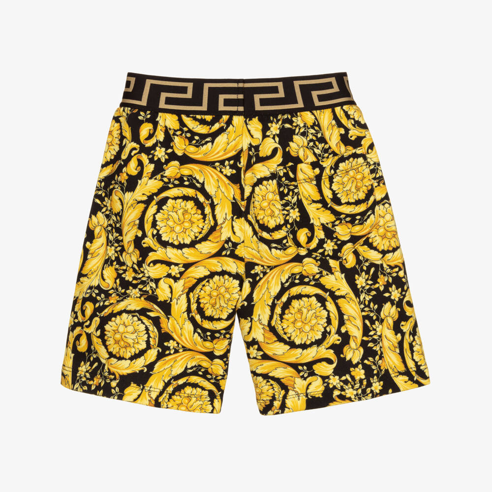 Versace-Boys Black & Gold Barocco Shorts | Childrensalon Outlet
